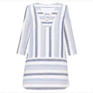 BCBGeneration Cotton Blue Striped Sheath Dress